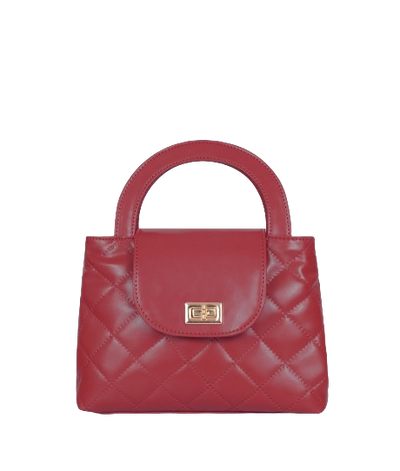 Elle Style - Flap Quilted Bag With Top Handle